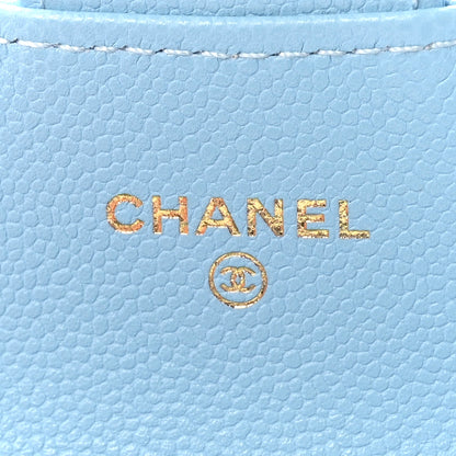 Chanel Caviar Quilted Flap Card Holder Wallet Light Blue 6 of 9
