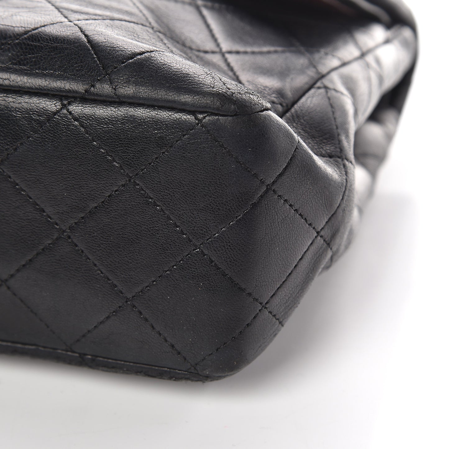 Lambskin Quilted Medium Double Flap Black