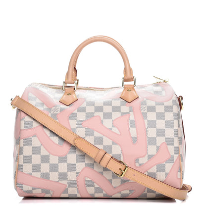 Louis Vuitton Damier Azur Tahitienne Speedy Bandouliere 30 Rose Ballerine 1 of 10