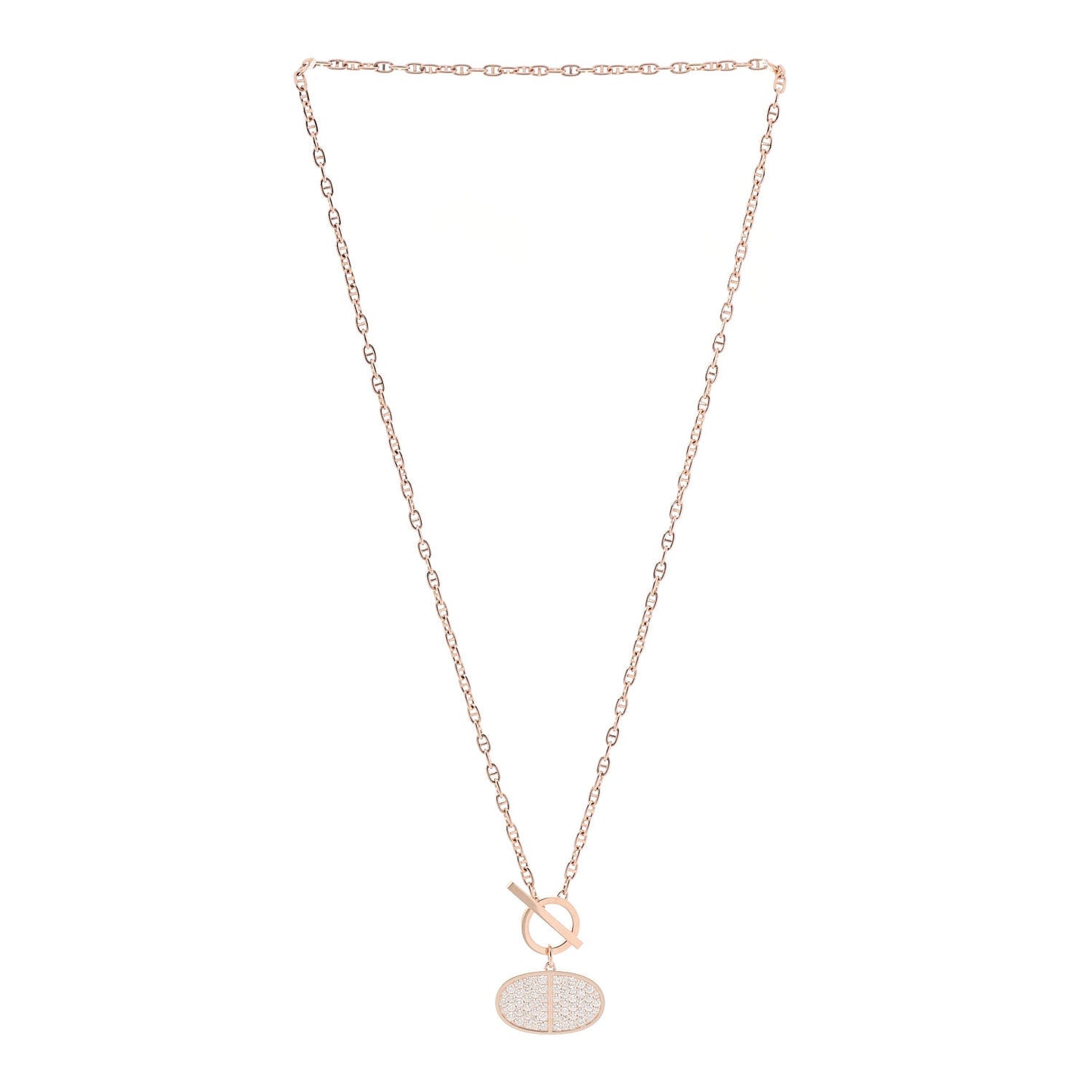 18K Rose Gold Diamond Chaine D'Ancre Verso Pendant Necklace ST