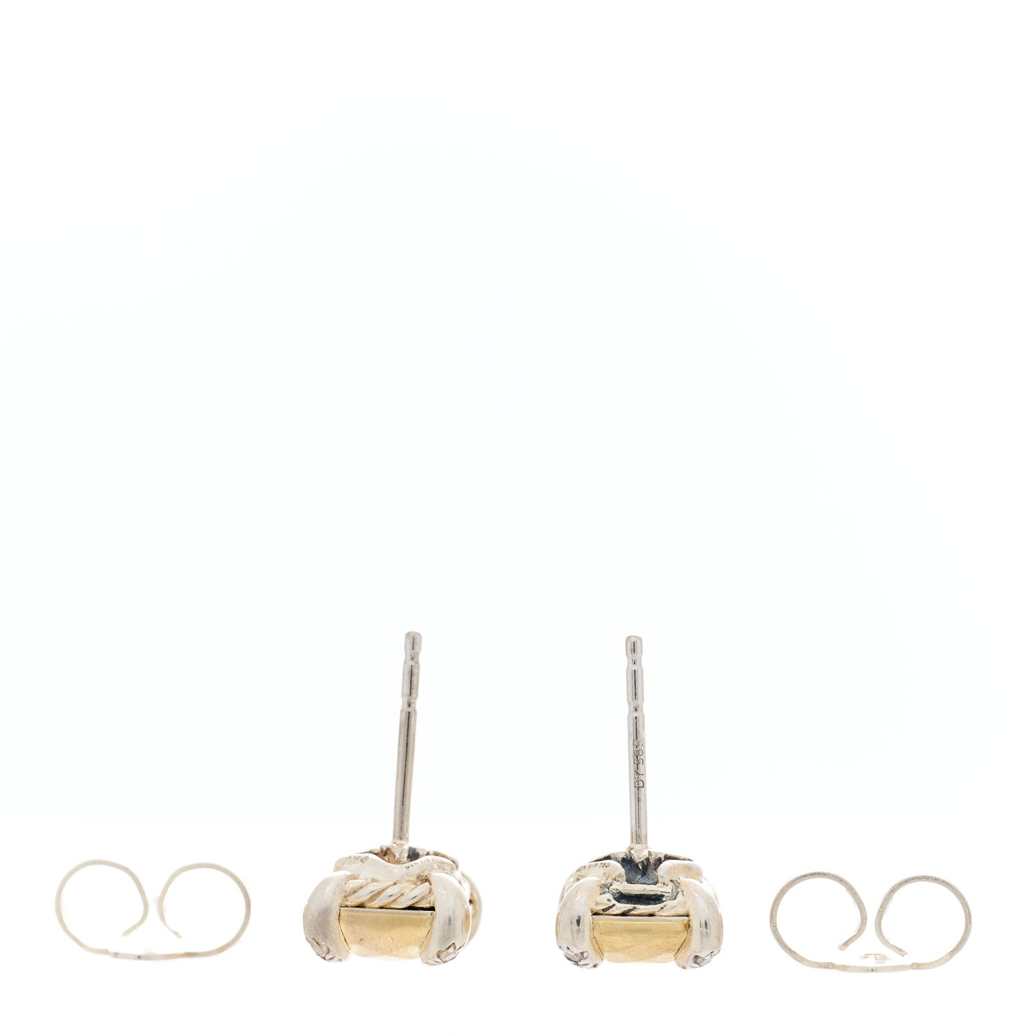 David Yurman Sterling Silver 18K Yellow Gold Diamond Chatelaine Triple Drop Earrings 5 of 6