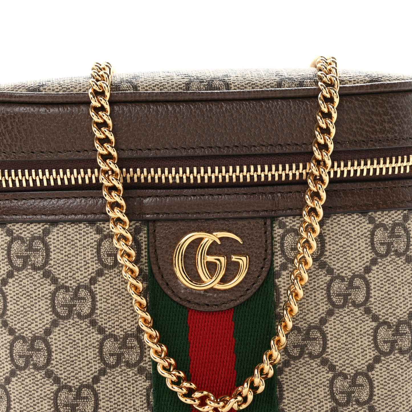 GG Supreme Monogram Textured Dollar Calfskin Web Ophidia Belt Bag 75 30 Beige Ebony New Acero