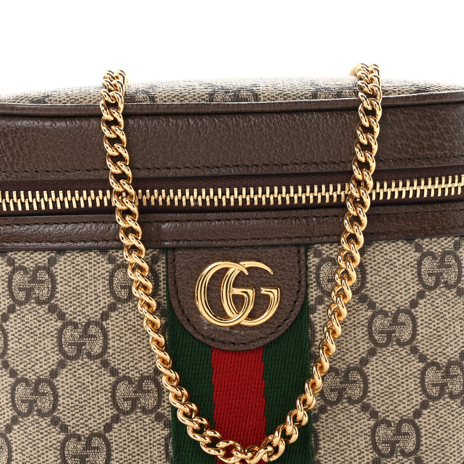 Gucci GG Supreme Monogram Textured Dollar Calfskin Web Ophidia Belt Bag 75 30 Beige Ebony New Acero 7 of 10