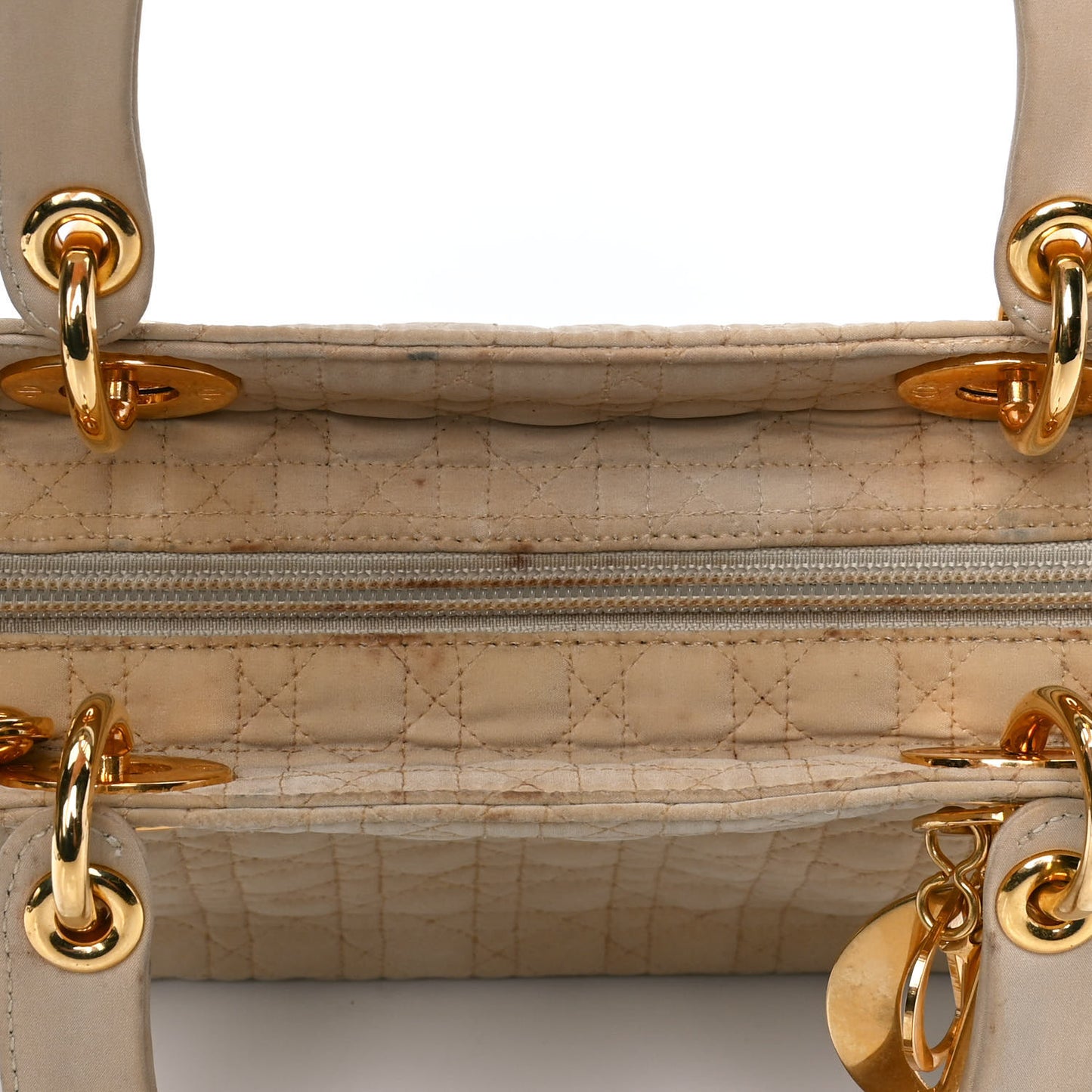 Nylon Cannage Medium Lady Dior Beige