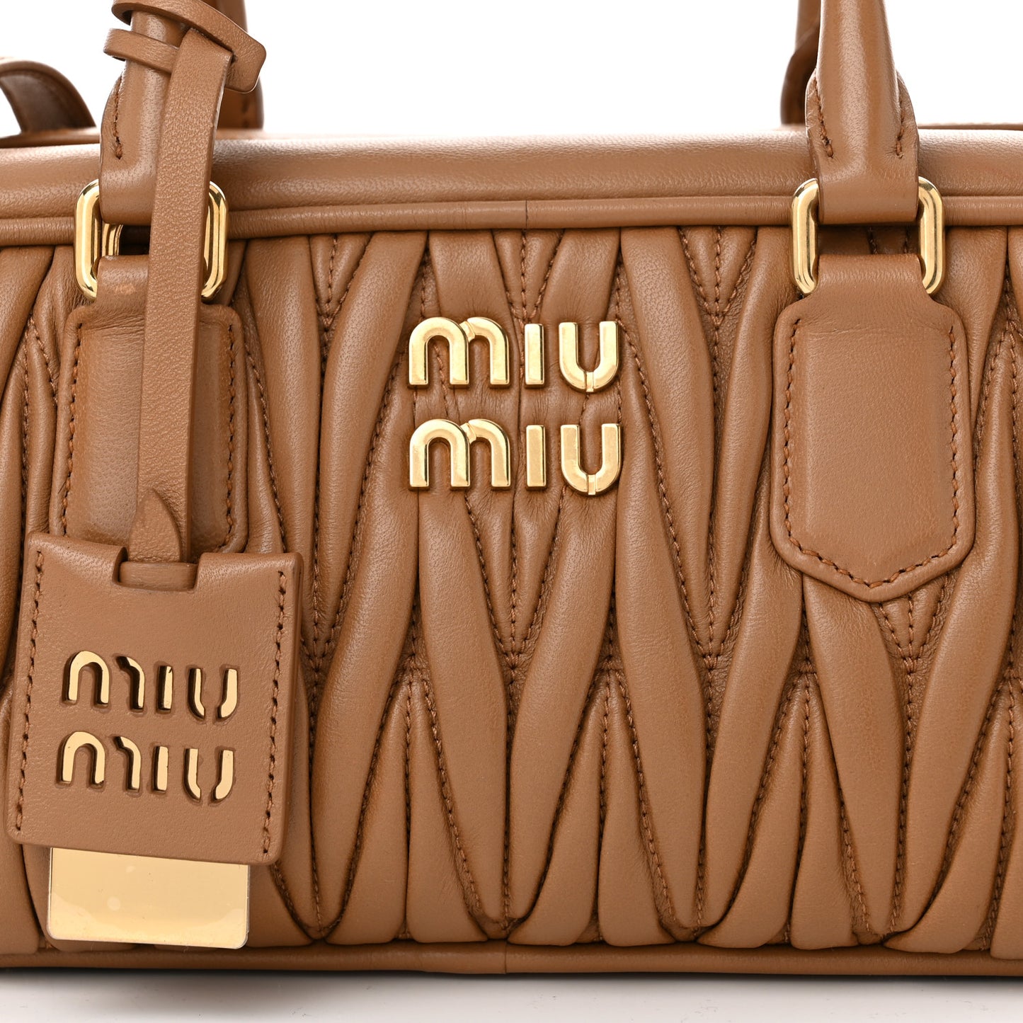Nappa Matelasse Large Arcadie Top Handle Bag Caramel