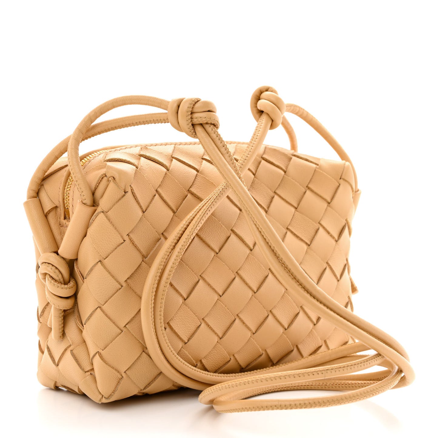 Nappa Intrecciato Mini Loop Camera Bag Almond