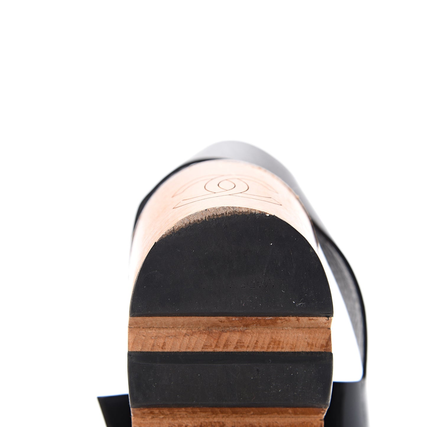 Iridescent Patent Calfskin CC Platform Sandal 37 Black