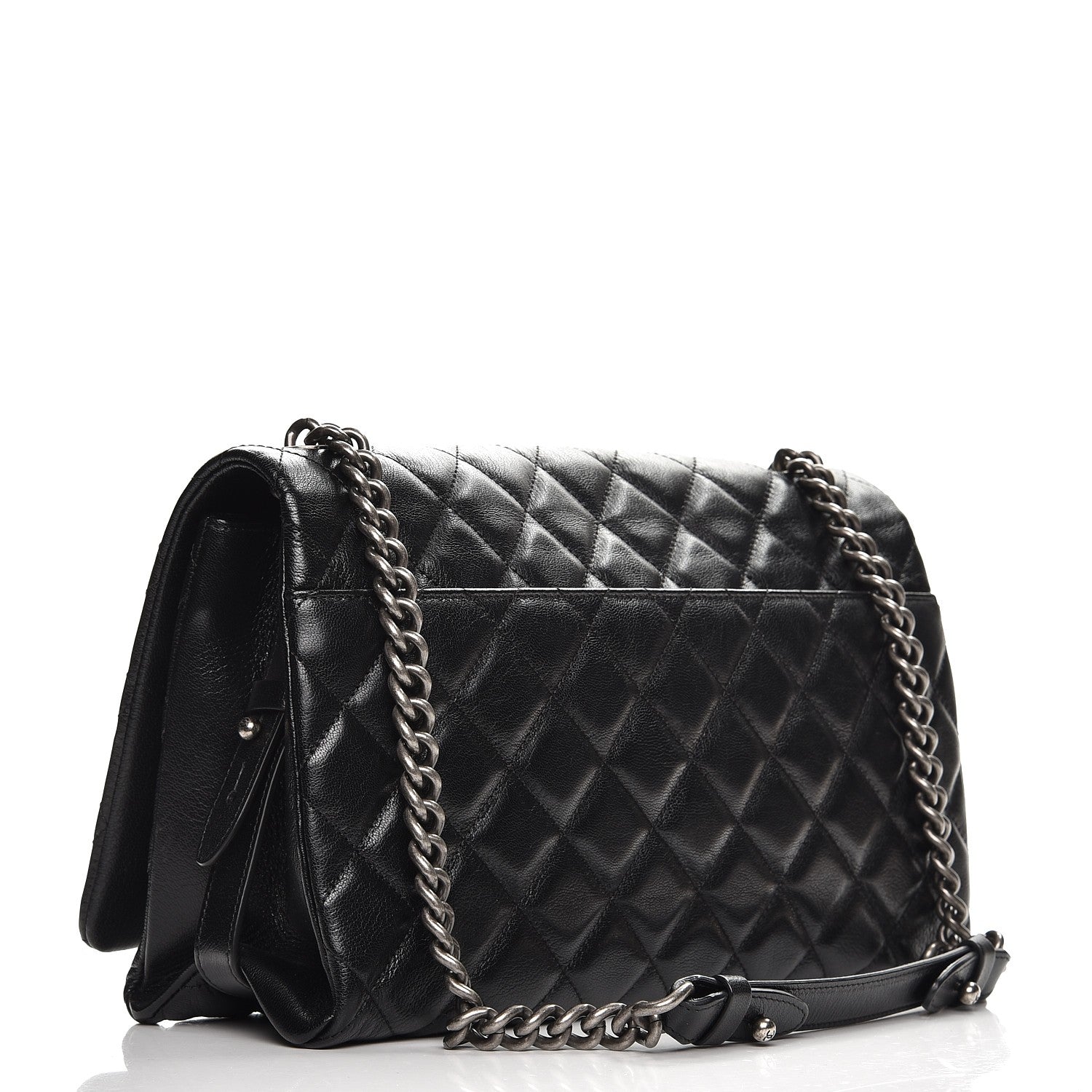 Chanel Metallic Goatskin Quilted Large City Rock Flap Black 3 of 8
