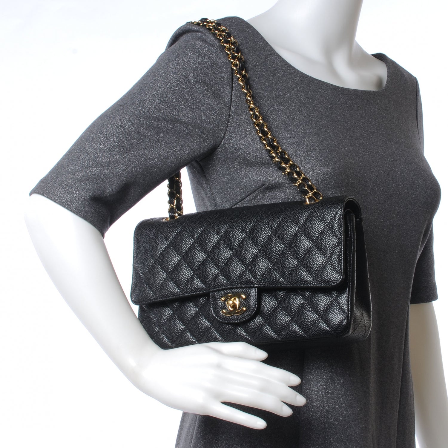 Chanel Caviar Quilted Medium Double Flap Black 2 of 8