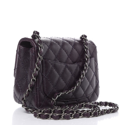 Chanel Washed Caviar Quilted Mini Square Flap Dark Purple 3 of 11