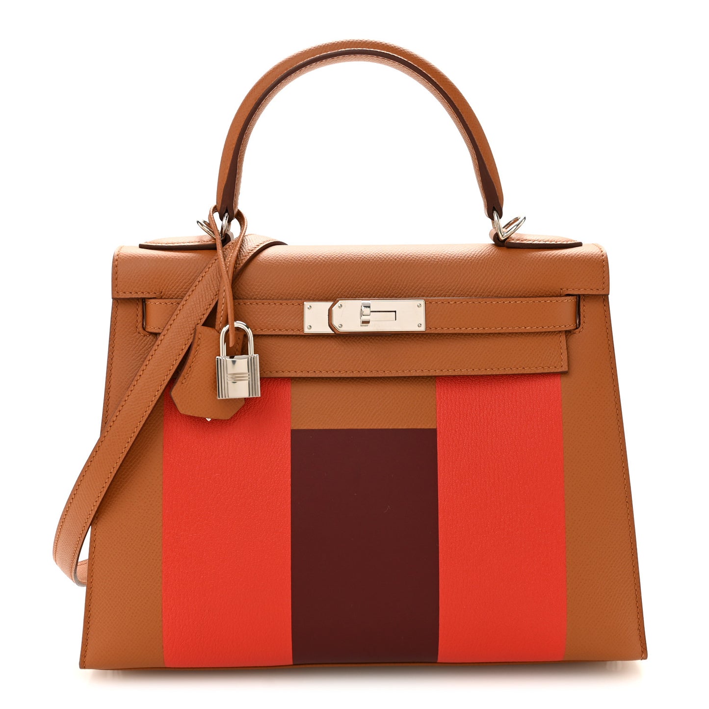 Epsom Chevre Mysore Sombrero Kellygraphie Lettre H Kelly Sellier 28 Capucine Gold Rouge H