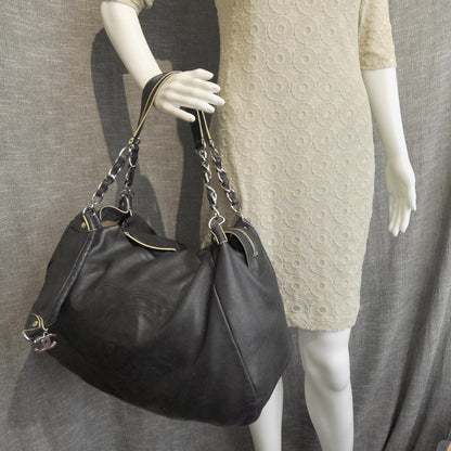 Chanel Lambskin Large Edgy Hobo Black 3 of 12