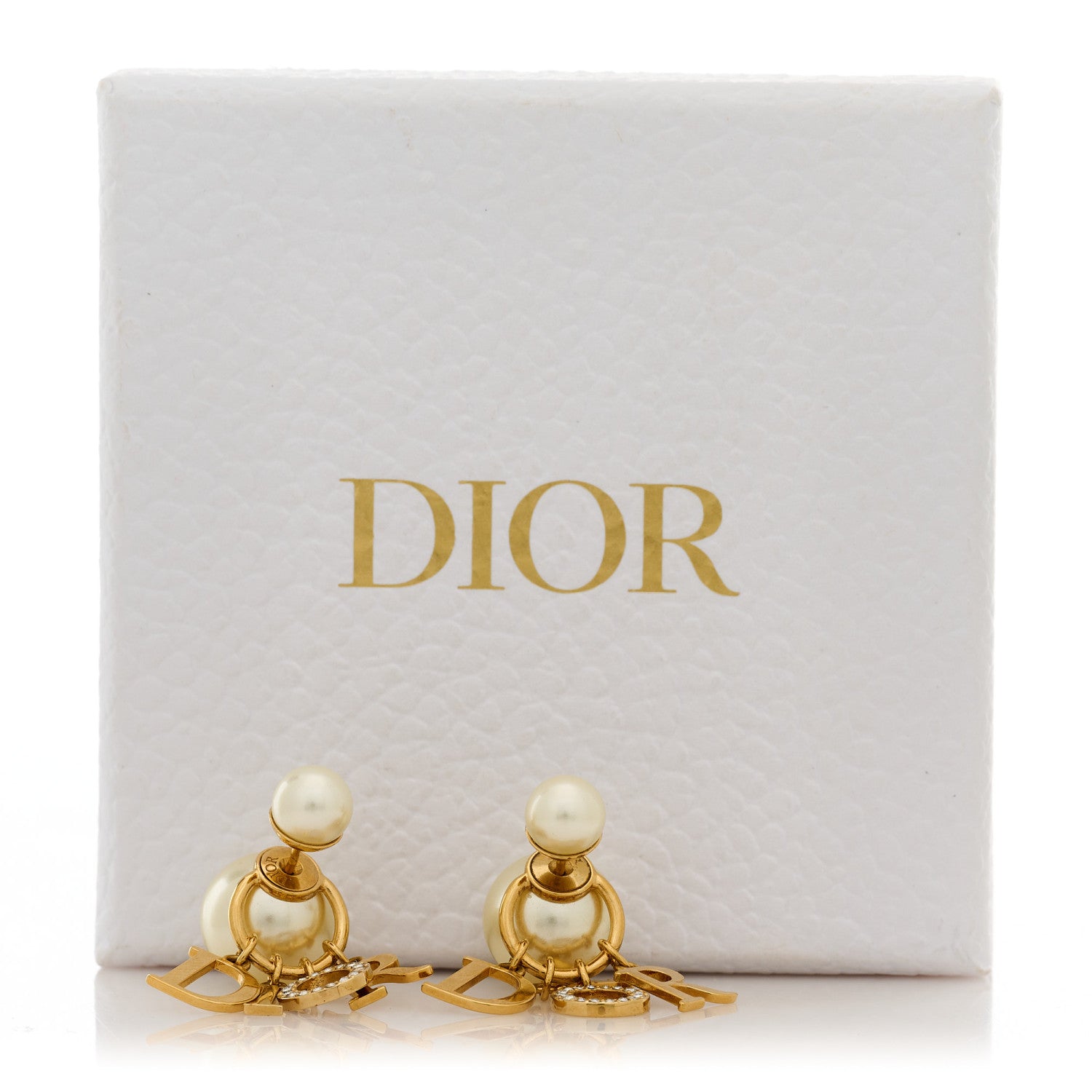 Christian Dior Pearl Crystal Tribal Logo Charms Earrings Gold 5 of 5