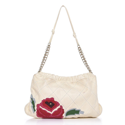 Chanel Lambskin Stitched Camellia Shoulder Bag White 1 of 14