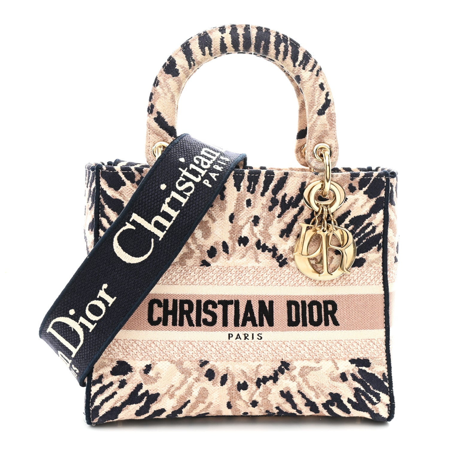 Christian Dior Canvas Embroidered Medium Tie And Dior Lady D-Lite Multicolor 1 of 21