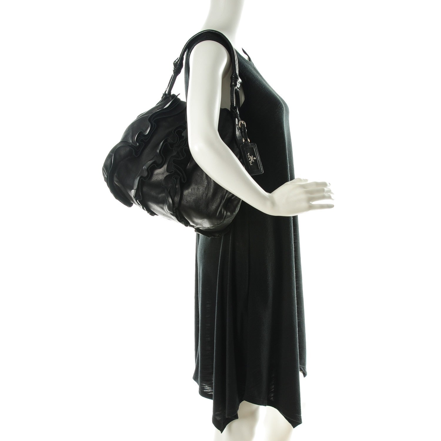 Prada Nappa Ruffle Hobo Nero Black 2 of 9