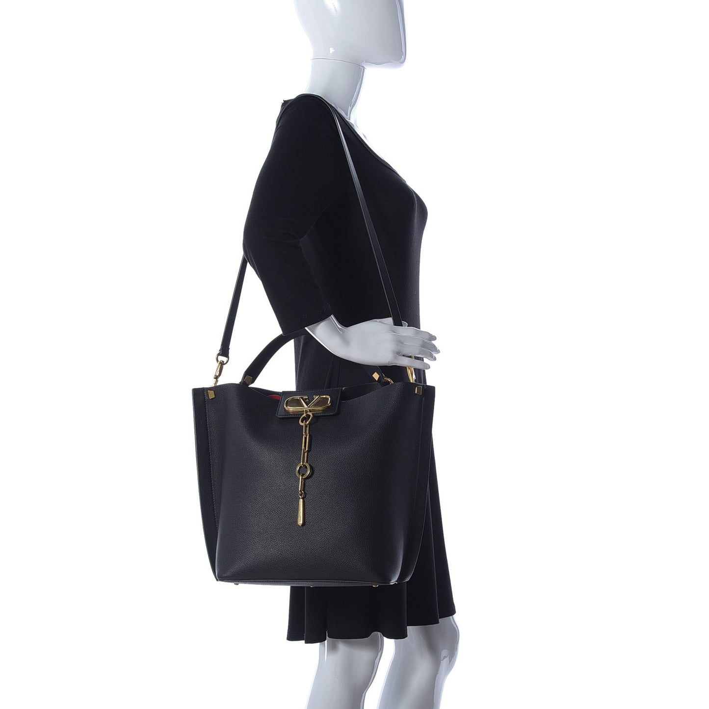 Grainy Calfskin Escape Hobo Bag Black
