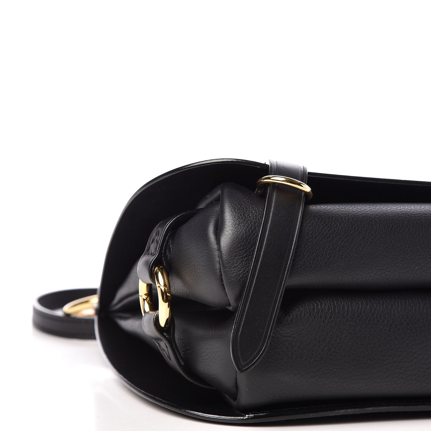 Calfskin Large Bridle Saddle Bag Black