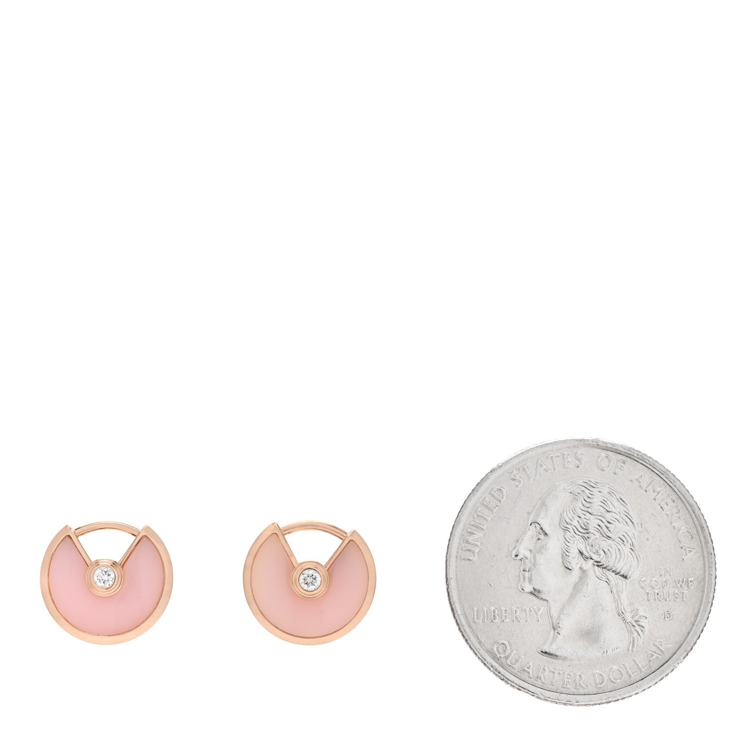 Cartier 18K Pink Gold Diamond Pink Opal Amulette de Cartier Earrings 2 of 5