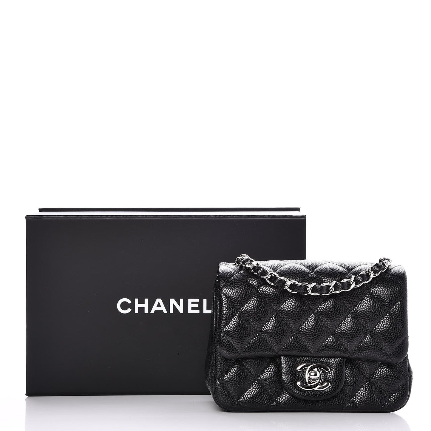 Caviar Quilted Mini Square Flap Black