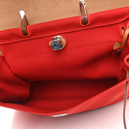 Hermes Vache Hunter Toile Herbag Zip 39 MM Rouge Tomate Natural 6 of 11