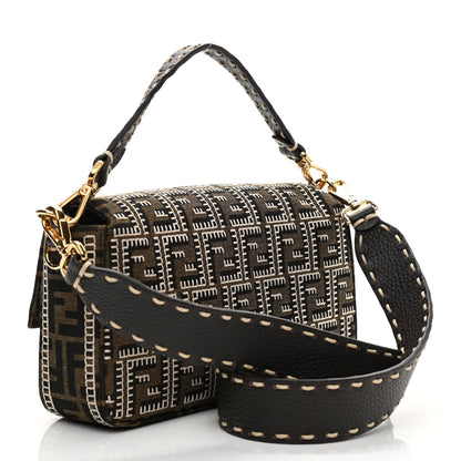 Fendi Fabric Jacquard Cuoio Romano FF 1974 Embroidered Baguette Tobacco Moro Ebano Multicolor 3 of 11