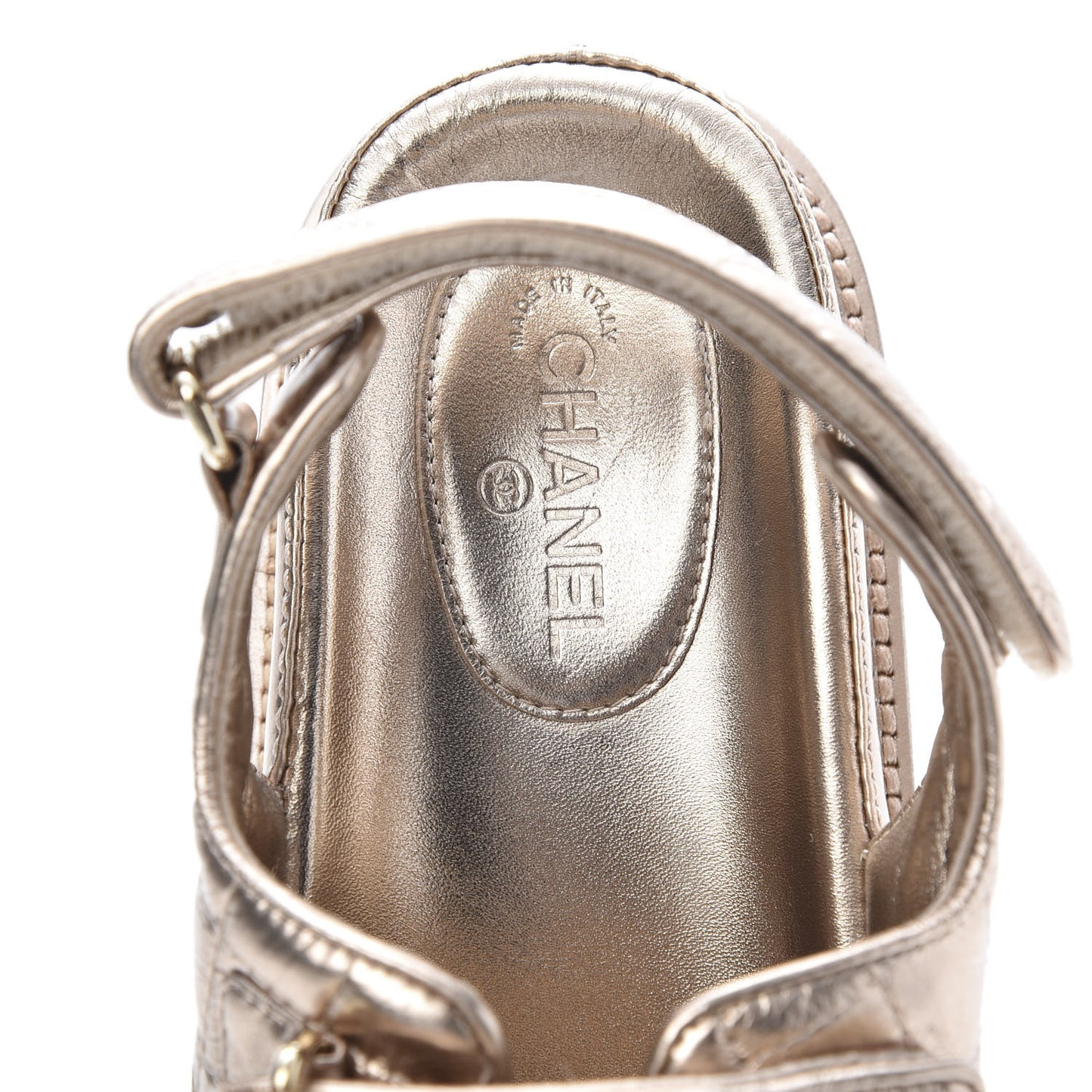 Metallic Lambskin Velcro Dad Sandals 38.5 Light Bronze