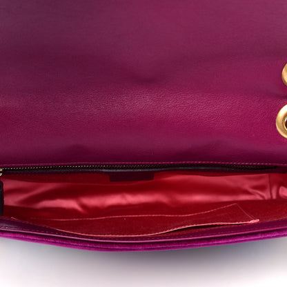 Gucci Velvet Matelasse Loved Embroidered Medium GG Marmont Shoulder Bag Fuchsia Violet Cyclamen 5 of 9