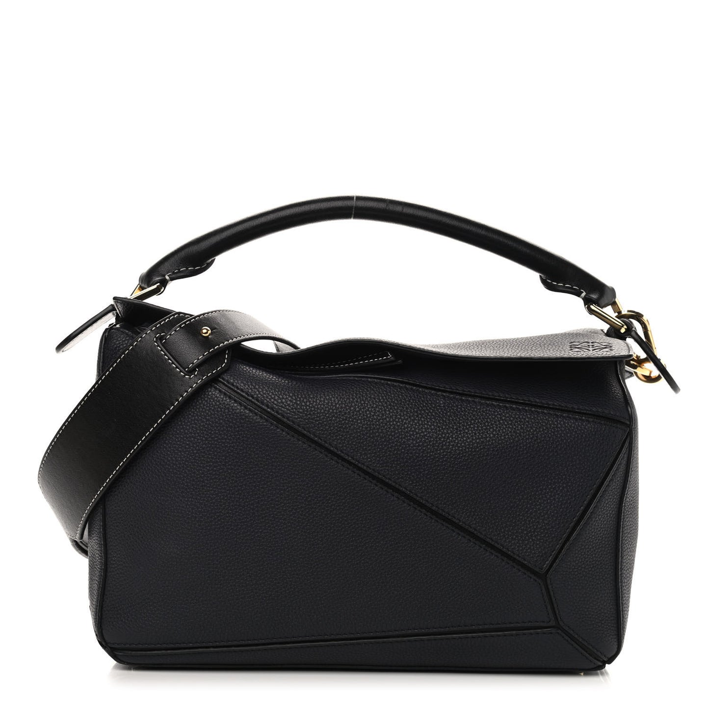 Calfskin Medium Puzzle Bag Midnight Blue Black