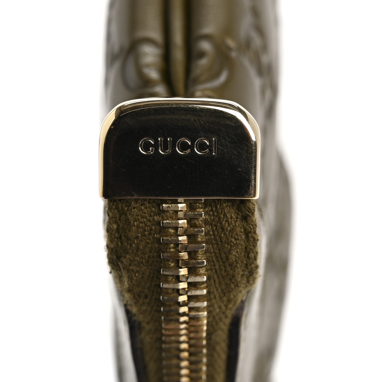 Gucci Metallic Soft Guccissima Signature New Britt Wristlet Green 11 of 14