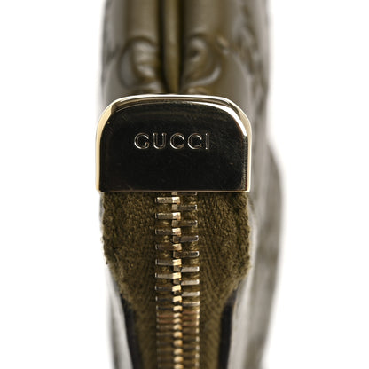 Gucci Metallic Soft Guccissima Signature New Britt Wristlet Green 11 of 14