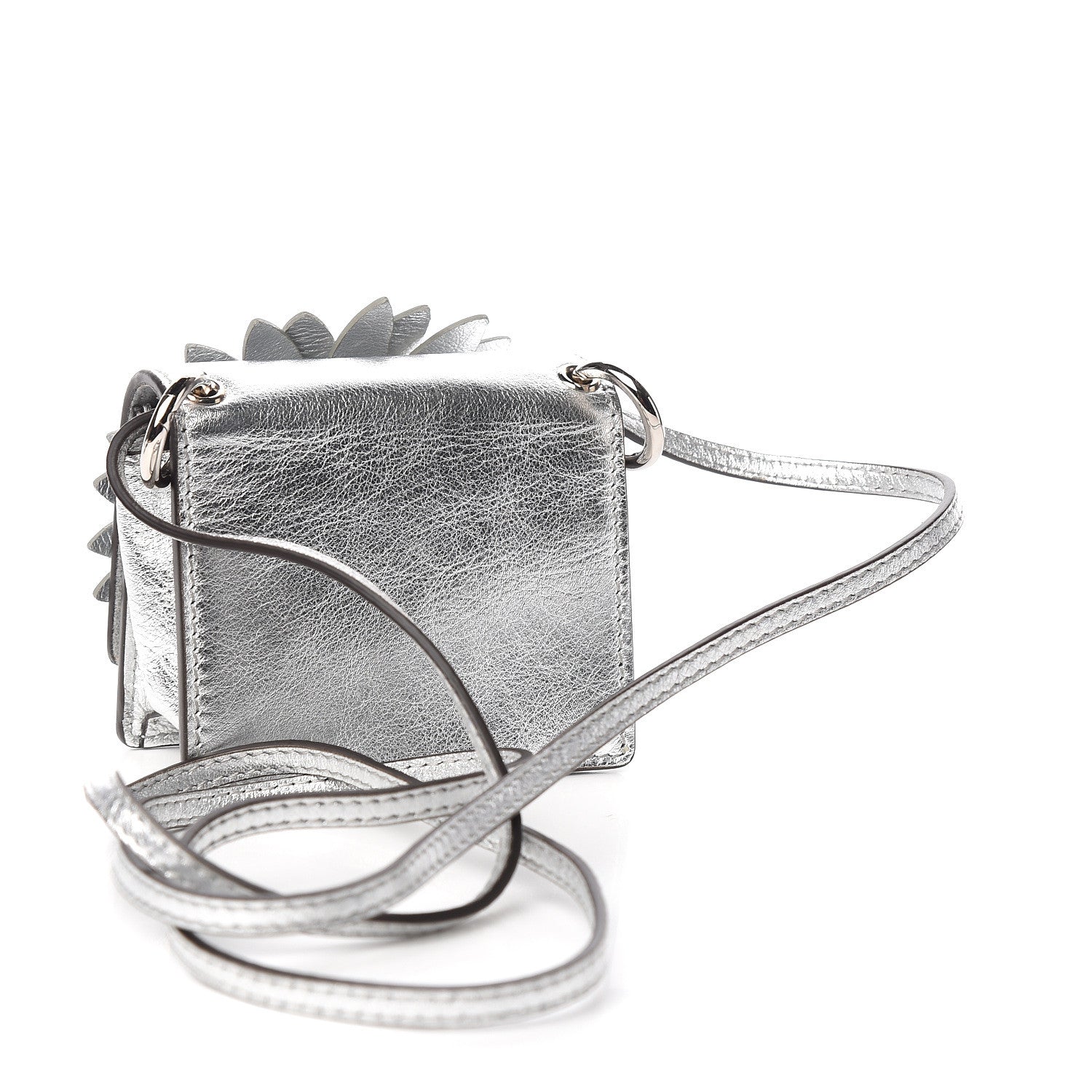 Fendi Vitello Catalan Mirror F is Fendi Flower Micro Kan I Shoulder Bag Silver 3 of 11
