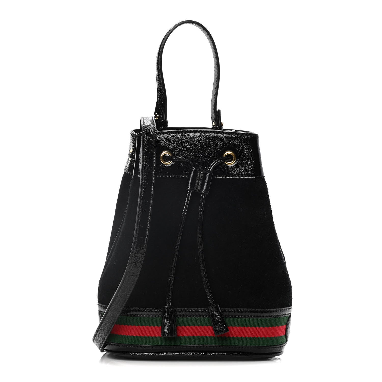 Gucci Suede Patent Web Small Ophidia Bucket Bag Black 1 of 11