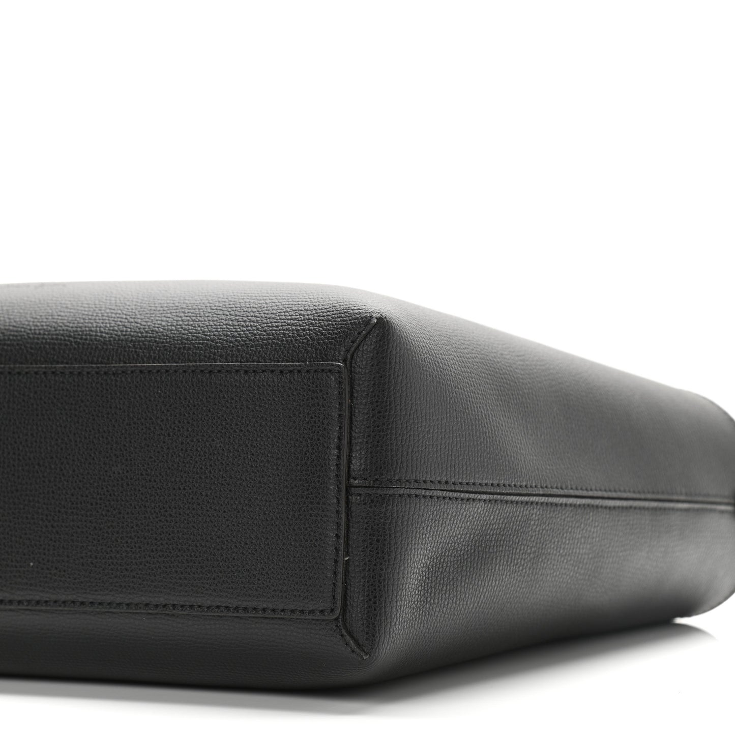 Grainy Calfskin Haymarket Check Small Reversible Tote Black