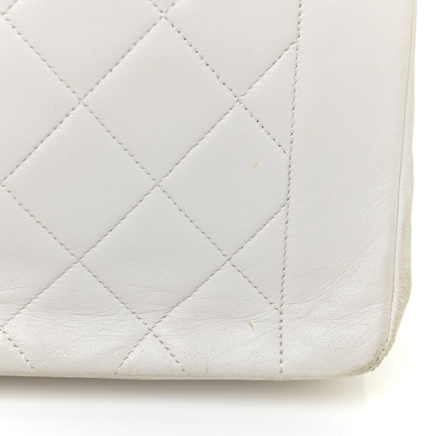 Lambskin Quilted Medium Single Flap White
