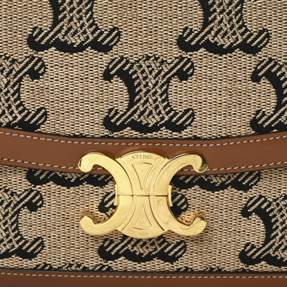 Celine Canvas Calfskin Triomphe Embroidered Medium Triomphe Bag Tan 9 of 11