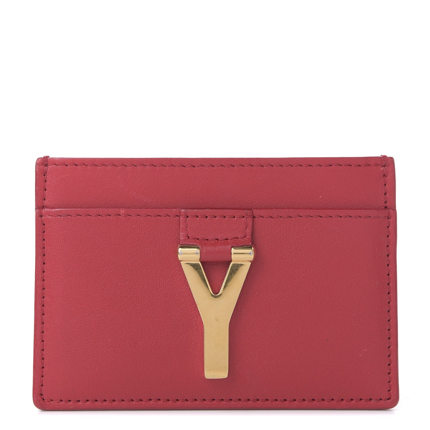 Saint Laurent Calfskin Classic Y Card Case Red 1 of 7