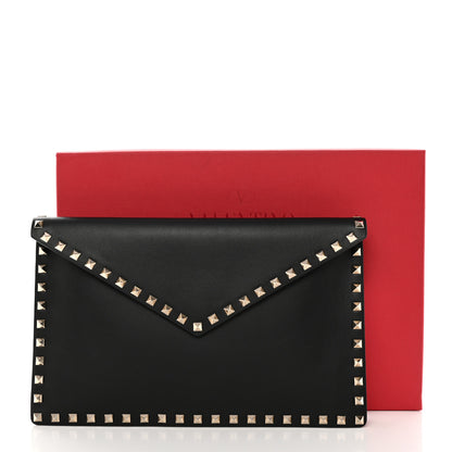 Valentino Garavani Vitello Large Rockstud Envelope Clutch Black 8 of 8