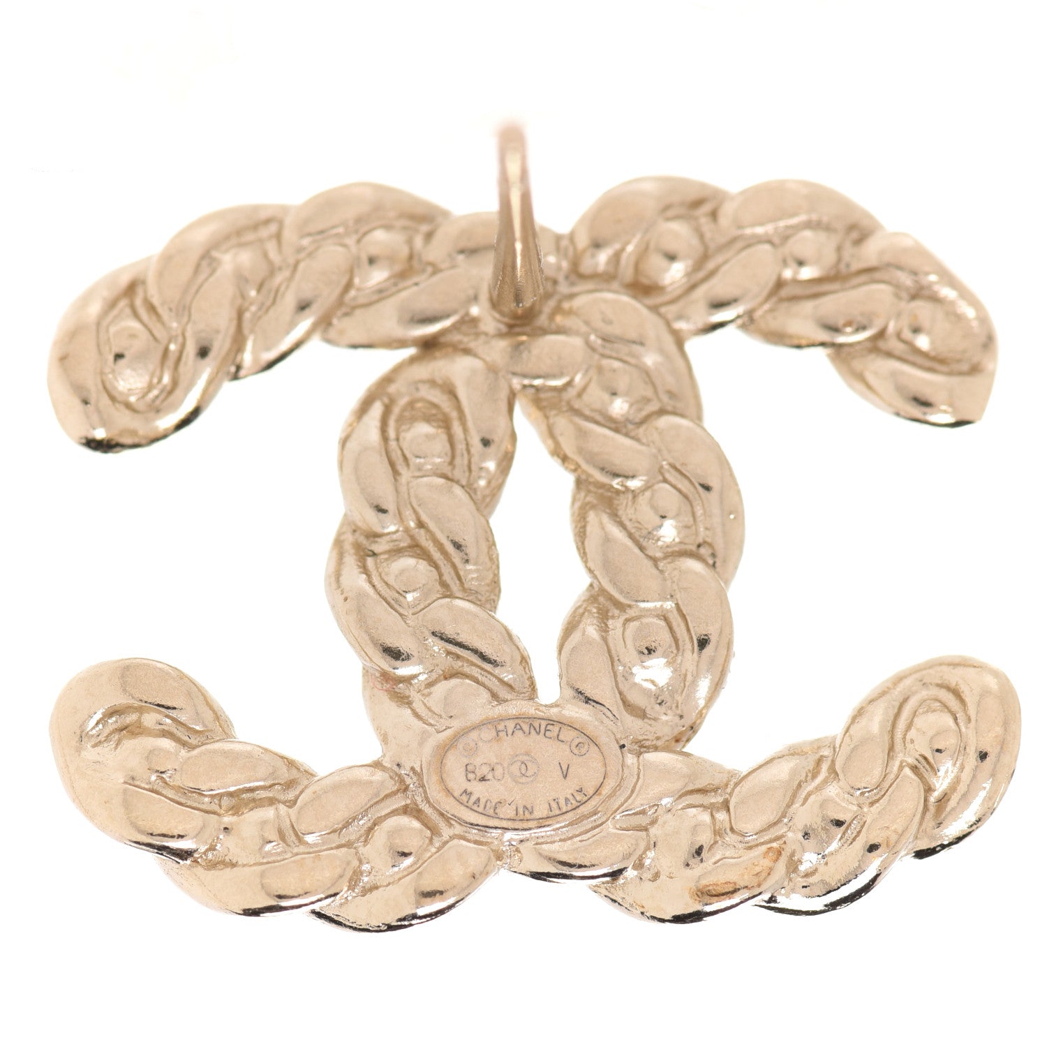 Chanel Crystal Chain Link CC Earrings Gold 4 of 5