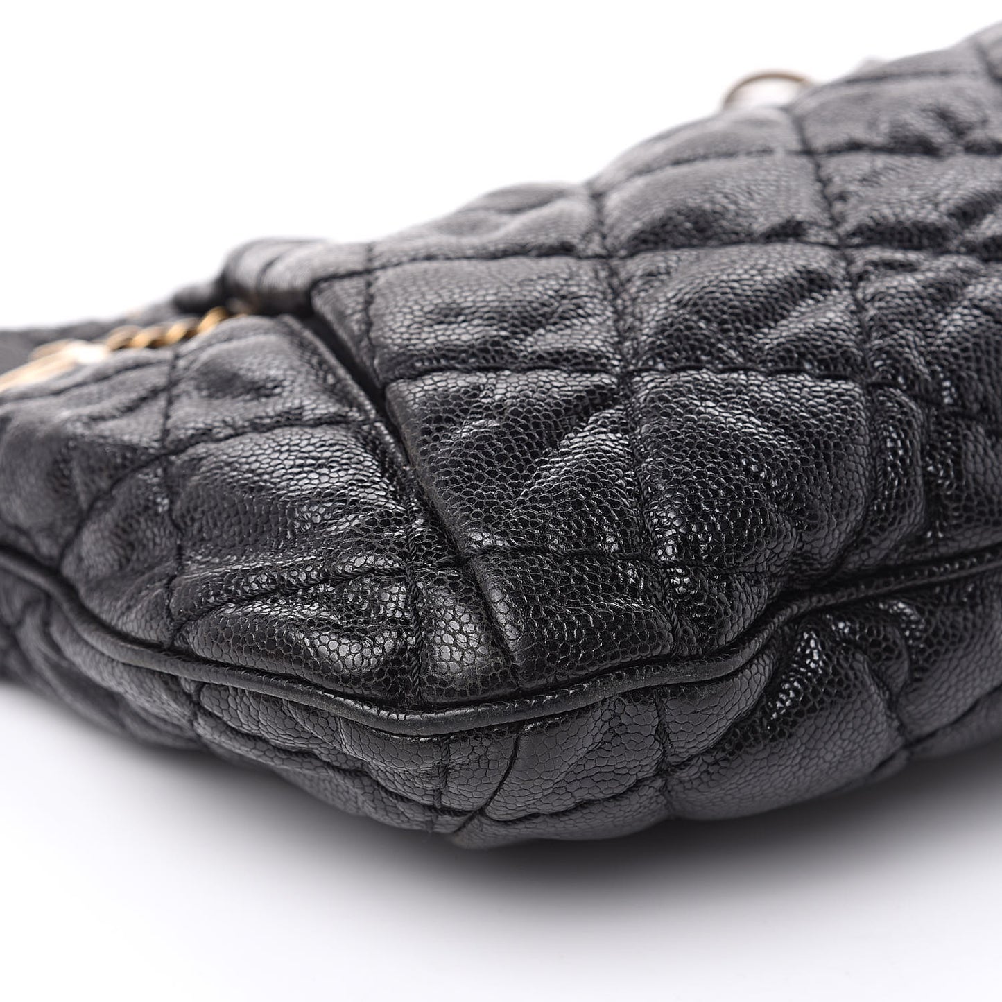 Iridescent Caviar Quilted Tote Black