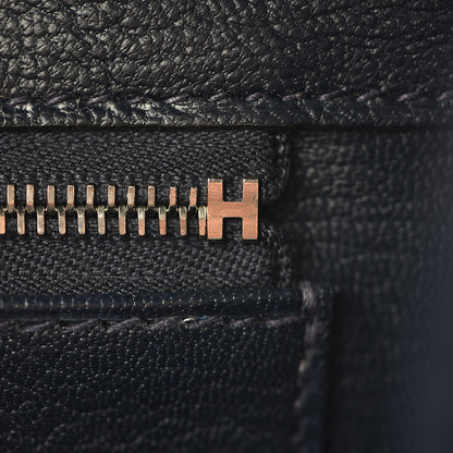 Hermes Ostrich Horseshoe Birkin 25 Gris Agate Bleu Marine 43 of 43