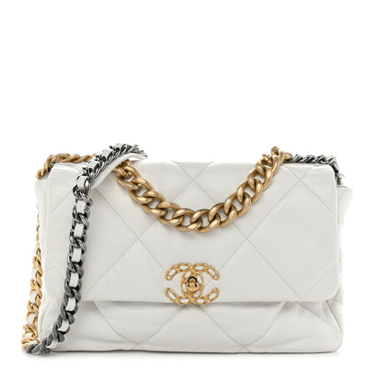 Chanel Lambskin Quilted Large Chanel 19 Flap White 1 of 10