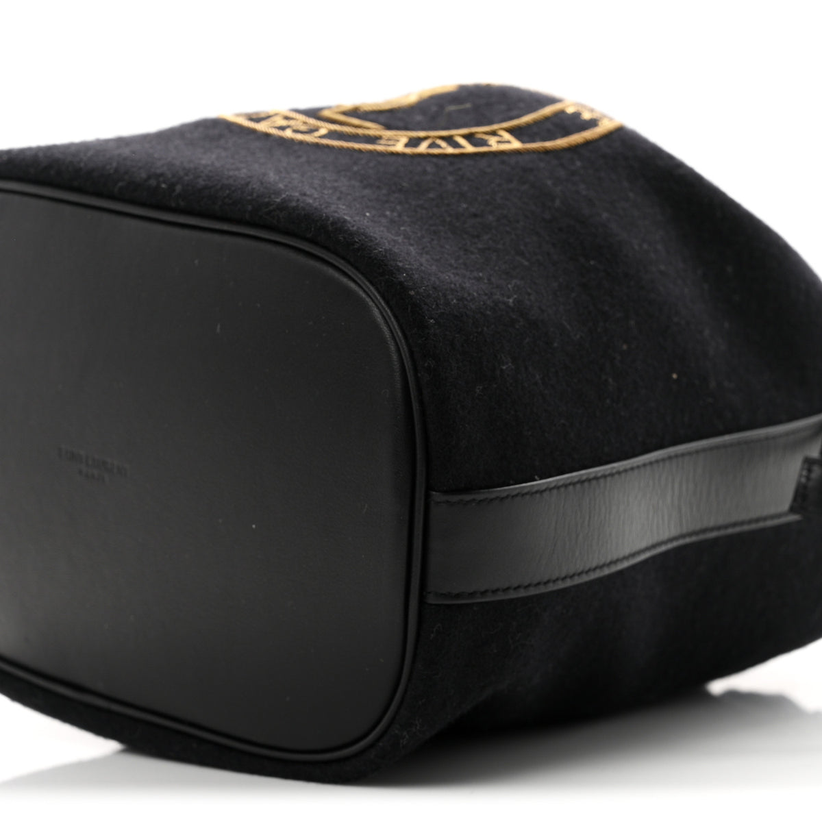 Saint Laurent Wool Calfskin Rive Gauche Bucket Bag Black Gold 11 of 11