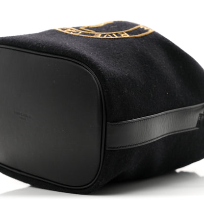 Saint Laurent Wool Calfskin Rive Gauche Bucket Bag Black Gold 11 of 11