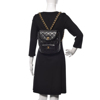Chanel Lambskin Quilted Drawstring Backpack Black 2 of 11