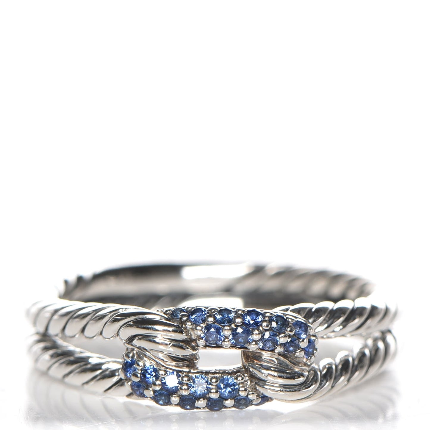 Sterling Silver Blue Sapphire Petite Pave Loop Ring 58 8.5