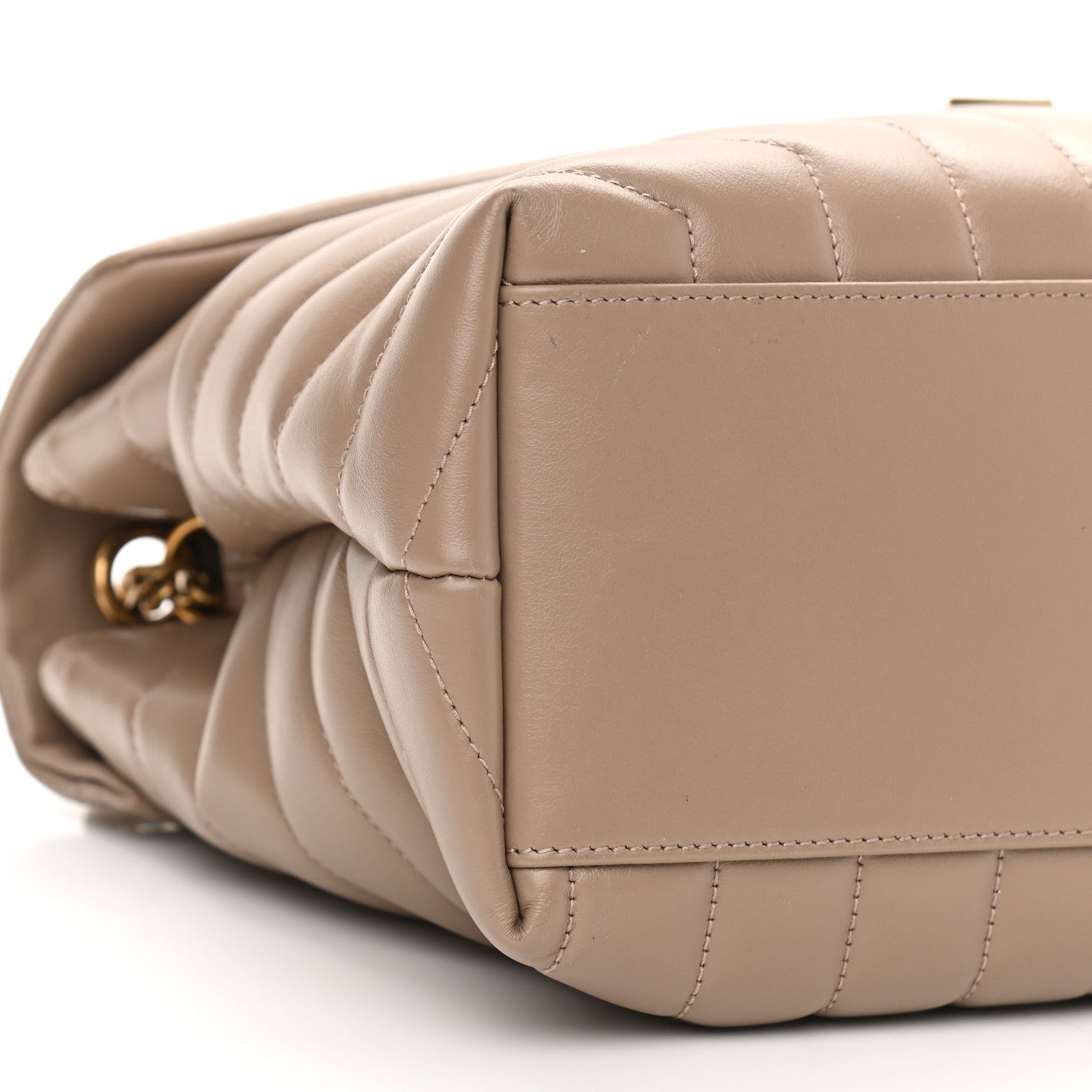 Saint Laurent Calfskin Y Quilted Monogram Medium Loulou Chain Satchel Dark Beige 9 of 10