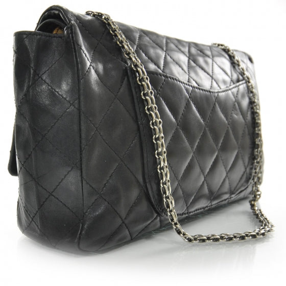 Distressed Leather 2.55 Reissue 227 Jumbo Flap Black