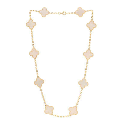 Van Cleef & Arpels 18K Yellow Gold Mother of Pearl 10 Motifs Vintage Alhambra Necklace 3 of 5
