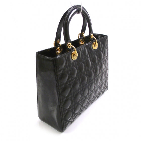 Patent Cannage Large Lady Dior Black